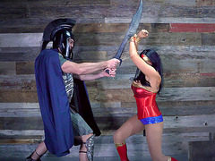Super hero Romi Rain gets fucked by a spartan villain