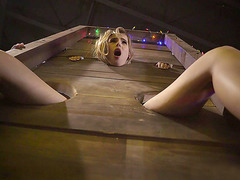Jillian Brookes is on the pillory, getting her ass fucked