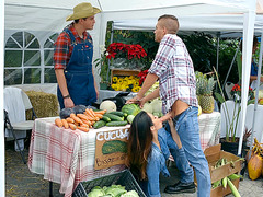 Eva Lovia is giving a blow job to her partner outdoors